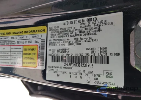 2014 Ford Fusion Se from USA, damaged, VIN 3FA6P0HD3ER231906